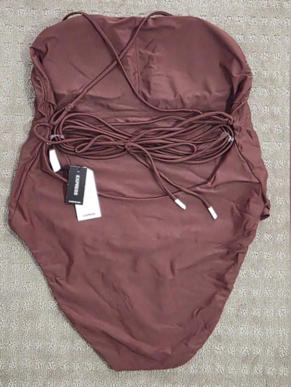 Express Body Contour One Piece Swimsuit XL NWT Minimalist Chic Baddie Resort - Picture 3 of 11
